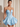 Illusion Sheer Bodice Cut Front Mini Ball Gown Bubble Dress in Sky Blue