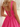 Tank Illusion Bodice With Flower Choker Mini Ball Gown Party Dress in Hot Pink