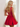 Tank Illusion Bodice With Flower Choker Mini Ball Gown Party Dress in Red