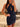 Hand Made Flower Pleated Boned Mini Prom Dress - Navy Blue