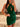 Hand Made Flower Pleated Boned Mini Prom Dress - Emerald Green