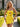 Sparkly Cut Front 3D Rose Halter Mini Prom Dress in Yellow
