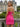 Hand Beading Crystal Satin Mini Prom Dress - Hot Pink