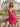 Hand Beading Crystal Satin Mini Prom Dress - Hot Pink