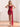 Waist Drop Pleated Boned Satin Mini Prom Dress - Red