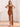 Waist Drop Pleated Boned Satin Mini Prom Dress - Burnt Orange