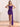 Waist Drop Pleated Boned Satin Mini Prom Dress - Purple