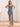 Waist Drop Pleated Boned Satin Mini Prom Dress - Dusty Blue
