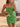 Cut Front Pleated Satin Mini Prom Dress - Green