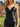 V-Neck Boned Satin Mini Sheath Prom Dress in Black
