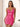 Hot Fix Satin V-Neck Backless Sheath Mini Prom Dress-Hot Pink