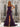 Pleated Waist Drop V Neck Long Prom Dress - Purple