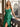 Pleated Waist Drop V Neck Long Prom Dress - Emerald Green