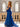 Pleated Waist Drop V Neck Long Prom Dress - Royal Blue