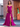 Pleated Waist Drop V Neck Prom Dress Long-Fuchsia