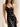 Backless Halter Polka Dot Long Mermaid Split Prom Dress in Black