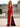 Embroidery Halter Ruched Pleated Cut Front Bodice Long Mermaid Prom Dress - Red