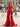 Halter Hot Fix Crystal Ruffle Hem Lace Up Long Prom Dress Mermaid With Slit - Red