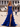 Halter Hot Fix Crystal Ruffle Hem Lace Up Long Prom Dress Mermaid With Slit - Royal Blue