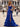 Halter Hot Fix Crystal Ruffle Hem Lace Up Long Prom Dress Mermaid With Slit - Royal Blue