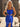 Halter Pearls Like Ruched Bust Two Pieces Long Mermaid Prom Dress With Slit - Royal Blue