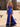 Halter Pearls Like Ruched Bust Two Pieces Long Mermaid Prom Dress With Slit - Royal Blue