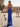 Halter Pearls Like Ruched Bust Two Pieces Long Mermaid Prom Dress With Slit - Royal Blue