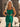 Halter Pearls Like Ruched Bust Two Pieces Long Mermaid Prom Dress With Slit - Emerald Green