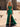 Halter Pearls Like Ruched Bust Two Pieces Long Mermaid Prom Dress With Slit - Emerald Green