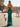 Halter Pearls Like Ruched Bust Two Pieces Long Mermaid Prom Dress With Slit - Emerald Green