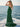 Hot Fix Bodice Strapless Mermaid Evening Dress With Slit - Emerald Green