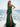 Hot Fix Bodice Strapless Mermaid Evening Dress With Slit - Emerald Green