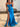 Cut Front Pleated Mermaid Prom Dress With Split - Blue