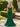 Cut Front Crystal Lace Up Long Mermaid Prom Dress With Bows - Emerald Green