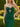 Cut Front Crystal Lace Up Long Mermaid Prom Dress With Bows - Emerald Green