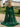 Luxury Removable Sleeves Crystal Mermaid Long Prom Dress - Green