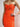 Strapless 3D Flower Cut Front Beading Pleated Bodice Mermaid Prom Dress - Orange