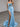 Sparkly Beading Lace Up Illusion Ruched Bodice Long Mermaid Prom Dress With Detachable Bow - Sky Blue