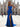 Two Pieces Ruched Bust Pleated Backless Long Mermaid Prom Dress With Slit - Royal Blue