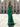 Two Pieces Ruched Bust Pleated Backless Long Mermaid Prom Dress With Slit - Emerald Green