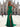 Two Pieces Ruched Bust Pleated Backless Long Mermaid Prom Dress With Slit - Emerald Green