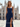 Two Pieces Ruched Bust Pleated Backless Long Mermaid Prom Dress With Slit - Navy Blue