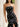 Black Polka Dot With Bow Front Ruffle Hem Long Mermaid Prom Dress in Black