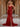 Bow Waist Spaghetti Strap Ruffle Mermaid Prom Dress With Slit - Red