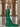 Bow Waist Spaghetti Strap Ruffle Mermaid Prom Dress With Slit - Emerald Green