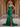 Bow Waist Spaghetti Strap Ruffle Mermaid Prom Dress With Slit - Emerald Green