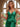 Bow Waist Spaghetti Strap Ruffle Mermaid Prom Dress With Slit - Emerald Green