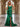 Bow Waist Spaghetti Strap Ruffle Mermaid Prom Dress With Slit - Emerald Green