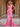 Bow Waist Spaghetti Strap Ruffle Mermaid Prom Dress With Slit - Hot Pink