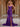 Bow Waist Spaghetti Strap Ruffle Mermaid Prom Dress With Slit - Purple